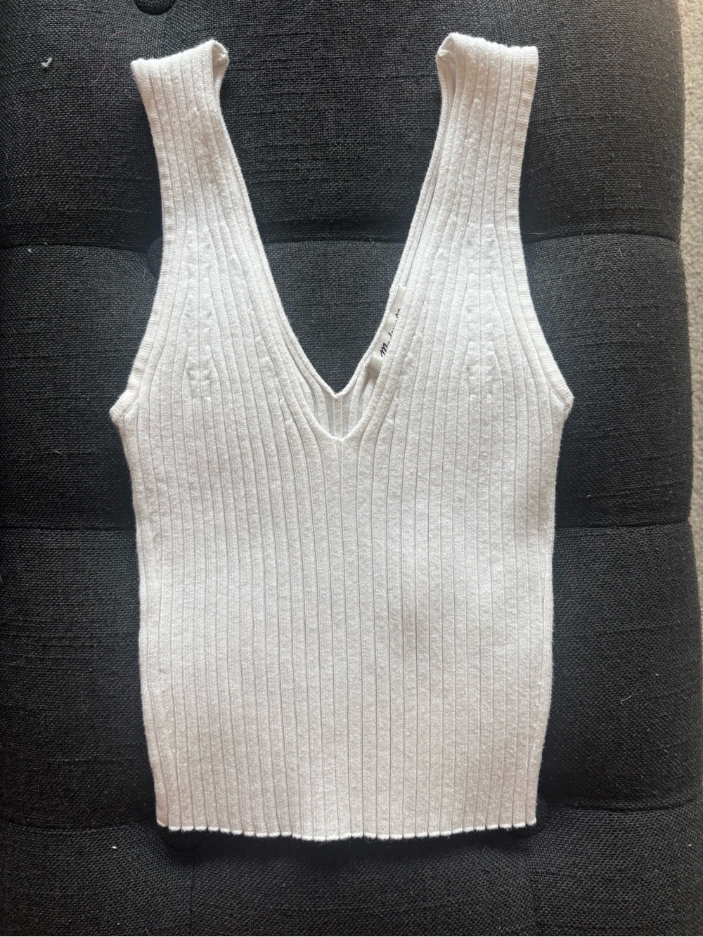 Madewell White Ribbed V-Neck Tank